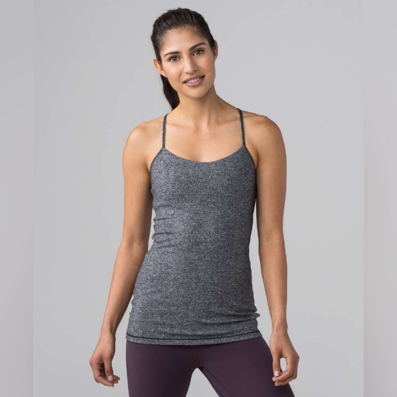 Lululemon Power Pose Tank Heathered Black Size 10 - Picture 1 of 7